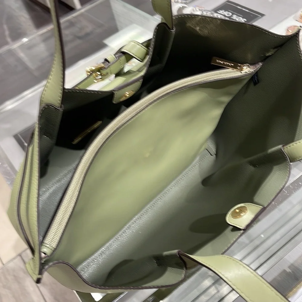 MICHAEL KORS Emilia Large Pebbled Leather Tote Bag Light Sage COLOR - Picture 9 of 16